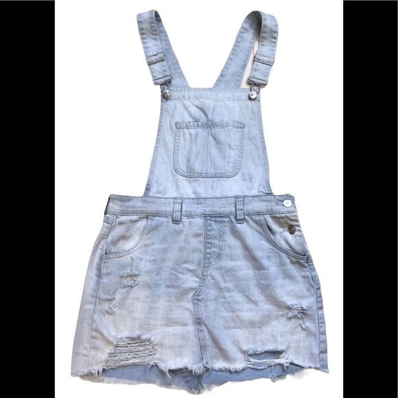 Distressed light denim overall skirt by Rewash M - Picture 1 of 6